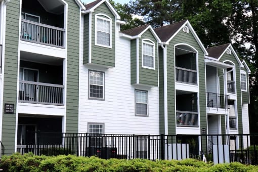 Apartment building exterior  at Sloan Square, Atlanta, GA, 30329.
