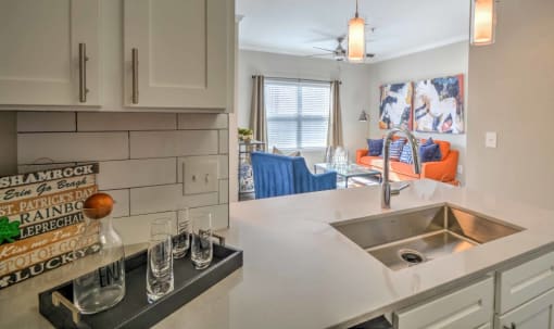 Kitchen and Living Room View  at The Atlantic Stonebriar, The Colony, TX, 75056