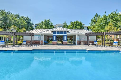 Sparkling Pool with Clubhouse at The Atlantic Station, Ft Worth, TX