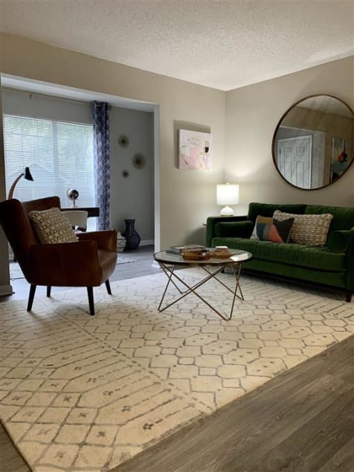 Living Room at Sloan Square, Atlanta, GA, 30329.