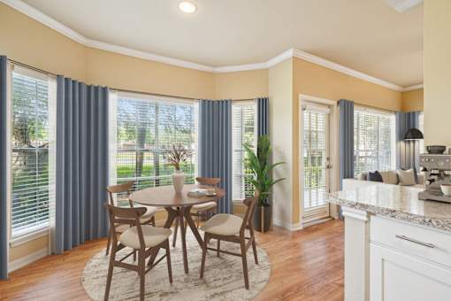 Dining area with windows around at Reserve at Canyon Creek, San Antonio, TX, 78230