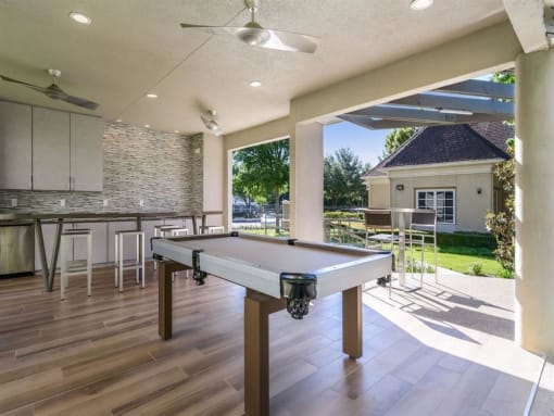 Outdoor Entertaining Space with Pool Table.