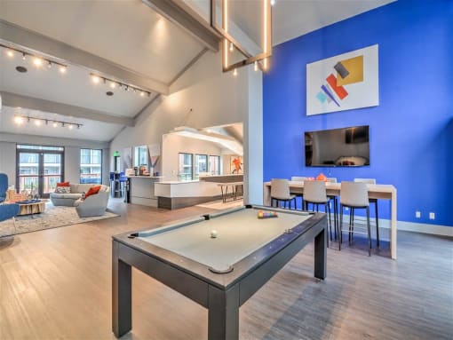 Resident Lounge with Pool Table at Sutton Place, Dallas, TX