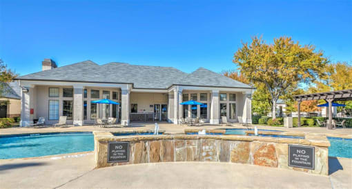 Resort-Inspired Pool with Waterfall. at The Atlantic Mansfield, Mansfield