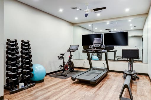 400 Rose Peloton Studio with Bike, Treadmill, and Rower