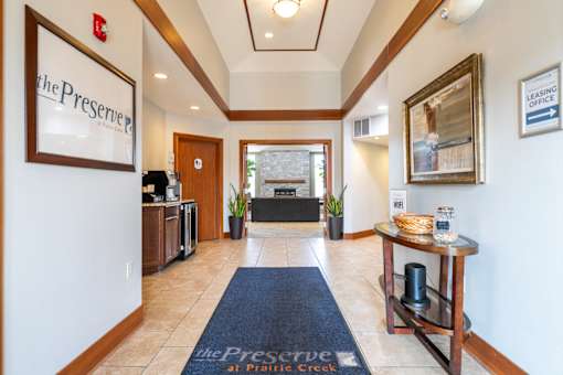 The lobby of The Preserver at Prairie Creek.