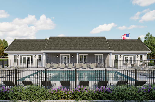 A house with a pool and a flag on the roof at Solhaven Grand Chute, Wisconsin 54913