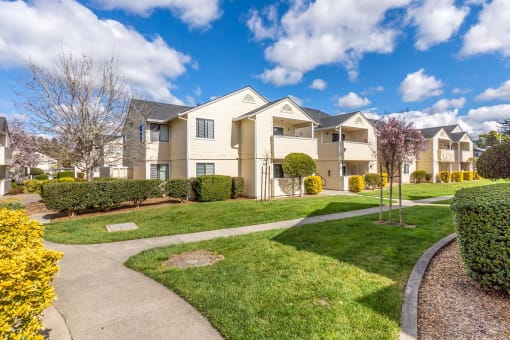 exterior of apartments and lawn
