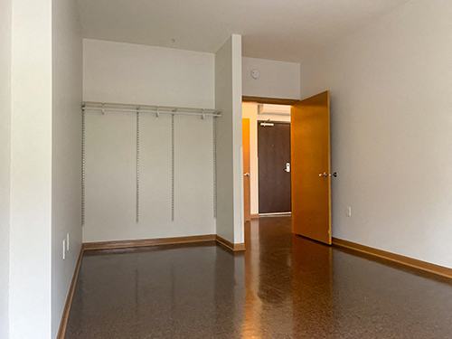 A photo of a bedroom with closet at Gateway Lofts in North Minneapolis