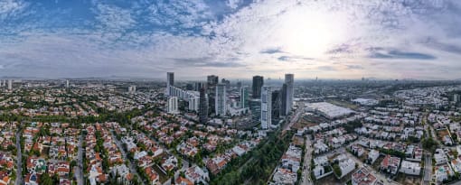 a view of the city from a skyscraper