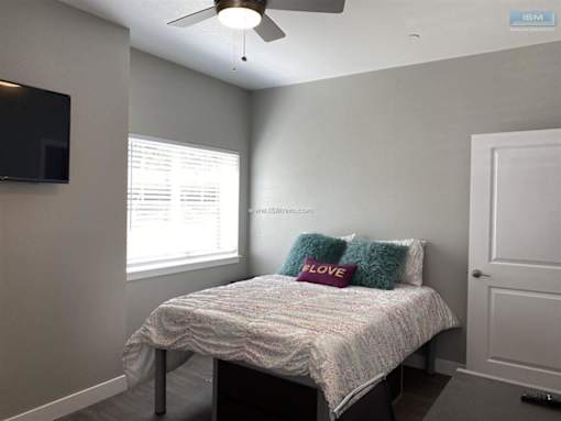 Bedroom With Ceiling Fan at The Edge, Chico, California