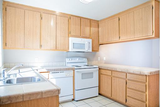 Furnished Kitchen at Pomona Townhomes, Chico, California