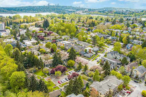 A bird's eye view of city at Burke Gilman, Washington