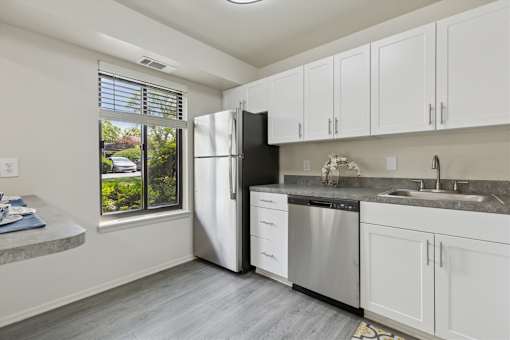 Kitchen with White Cabinets at The Lakes, Pennsylvania