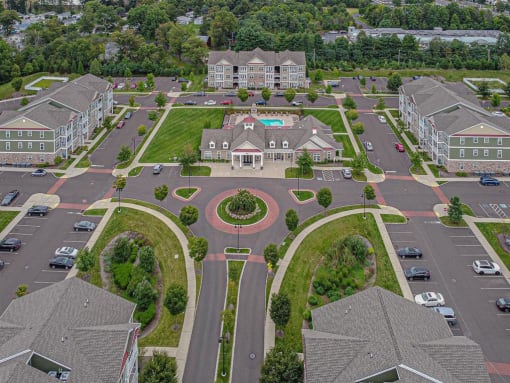 Drone View Of Community at New Britain, Chalfont, PA