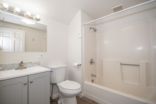 a bathroom with a toilet sink and bathtub