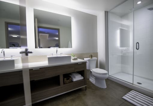 glass shower bathroom comfort height toilet clean