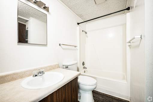A white toilet sits next to a sink in a bathroom.