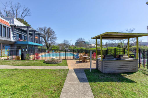 Sparkling swimming pool at The Highland on Briley in Nashville