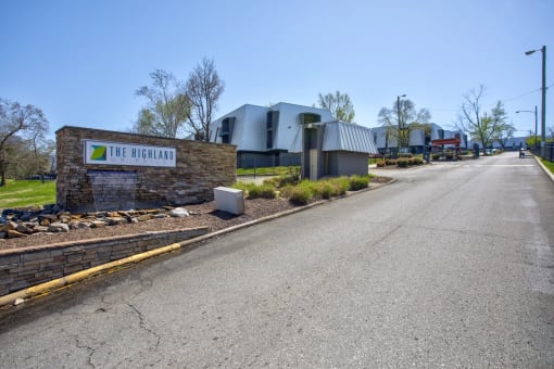 The Community Sign at the entrance of The Highland on Briley
