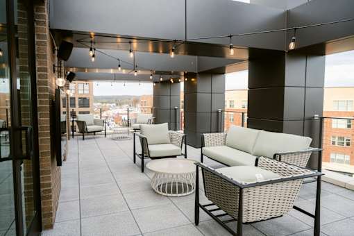 Patio with couch at Anthem House, Alabama