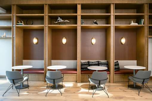 Dining Area with round tables at Anthem House, Huntsville, AL, 35806