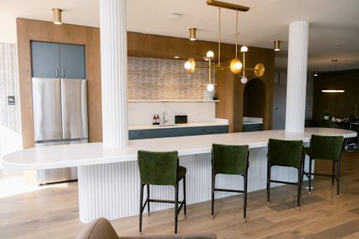 Modern Kitchen with Bar at Anthem House, Huntsville, Alabama