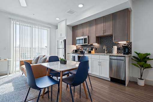 Dining And Kitchen at Placemakr Downtown Austin, Austin, TX 78701