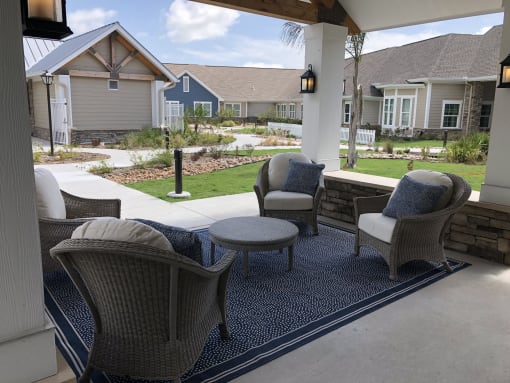 Beautiful outdoor seating at The Viera Senior Living