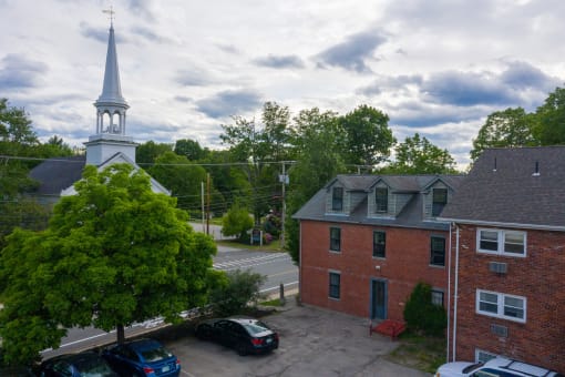 a view of the church from the top of a building