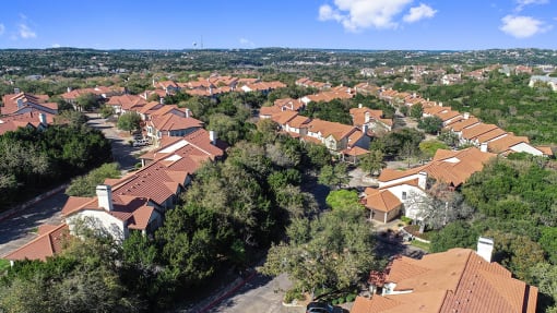 Drone Exterior View at Barton Creek Villas, Austin