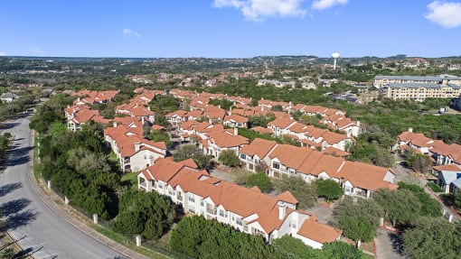 Drone Exterior View at Barton Creek Villas, Austin, TX, 78735