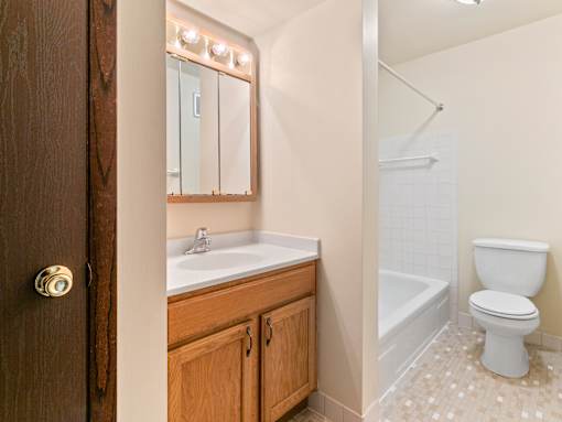 A white toilet sits next to a sink in a bathroom.