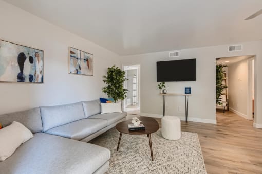 Living Room With TV at Carmel at the Colony, Ontario, California