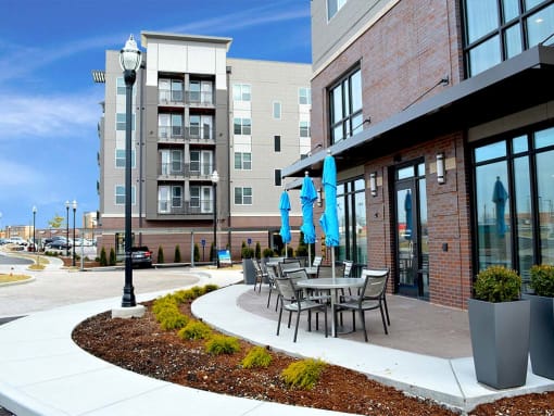 Outside seating at The Villages of Twin Oaks, Twin Oaks, Missouri