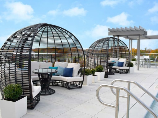 Pool cabanas at The Villages of Twin Oaks, Twin Oaks, MO, 63021