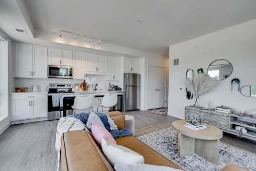 living room with couch at The Shale, Minneapolis Minnesota