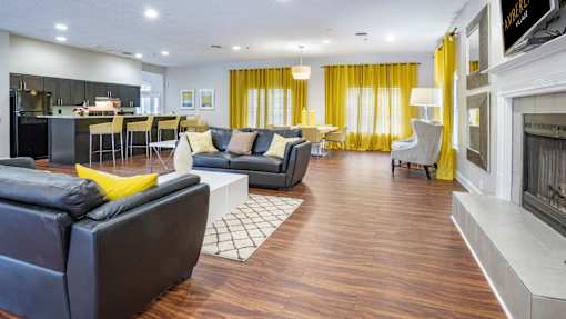A different angle of the clubhouse lounge area
