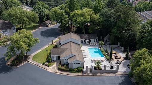 Eclipse Apartments Duluth GA aerial view pool clubhouse