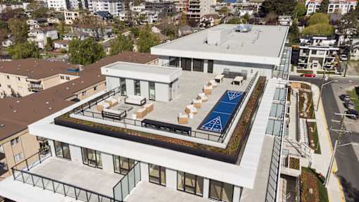 A modern house with a pool in the backyard.