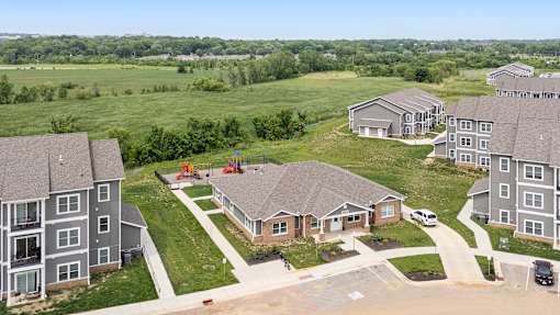 Aerial Building Exterior View at Union at the Loop, Lawrence, KS, 66046