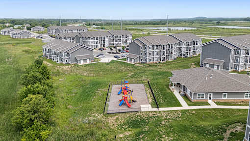 Aerial Play Area View at Union at the Loop, Lawrence, KS, 66046