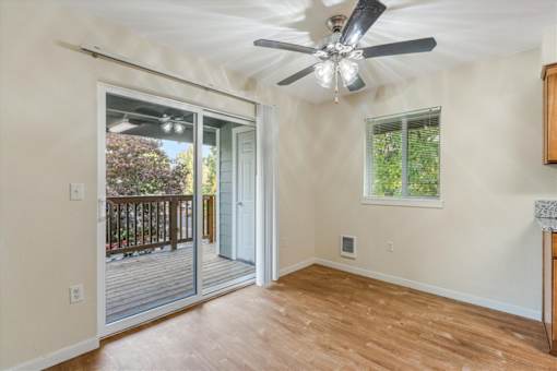 Cascade Woods sliding glass door and ceiling fan