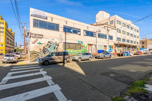 Oak Street Building outside with cars