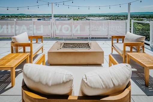 Grand Vista Apartments Roof-top Lounge with firelace