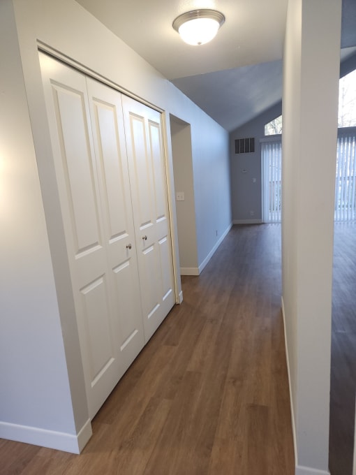 a photo of the hallway in a 1 bedroom apartment at university gardens