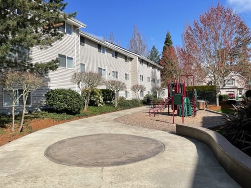 a playground and courtyard