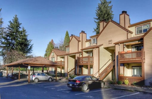 Stratford Apartments Building Exterior and Parking Lot