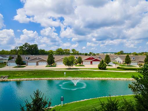 A heart-shaped pattern is created in the middle of a lake.