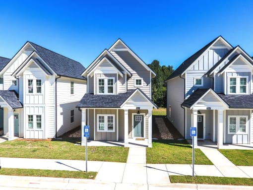 a row of houses on a street